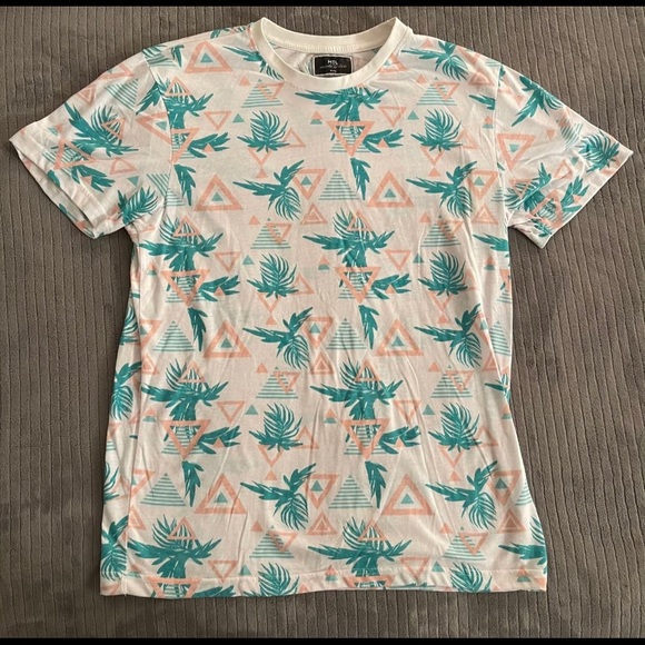 MTL Made To Live Pattern T-Shirt Large Turquoise - Picture 1 of 5